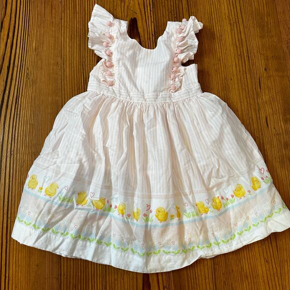 Maggie & Zoe pink white striped chick spring ruffle sleeveless dress SIZE 2T - Picture 1 of 6